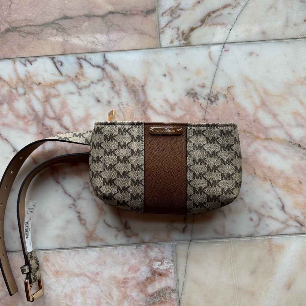 Michael Kors Brown and Tan Logo Shoulder Bag